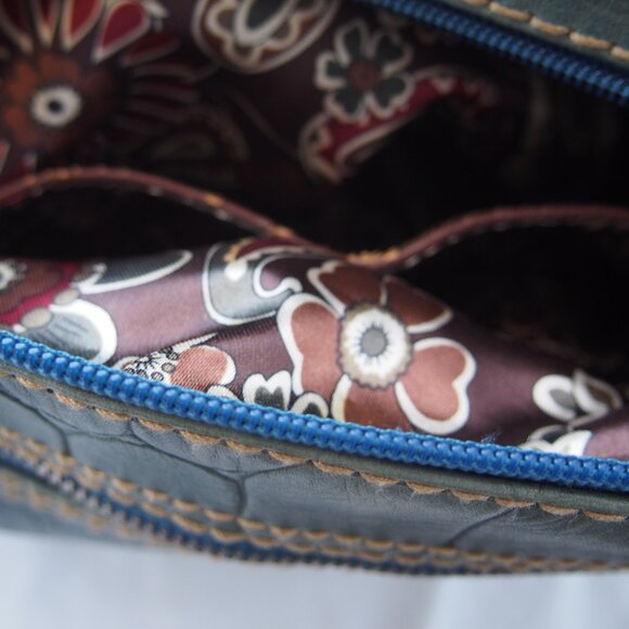 Tignanello Teal Croc Print Leather Convertible Crossbody/Shoulder Bag W/Hangtag - Picture 5 of 16